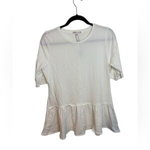 Nwt Peter Millar White Short Sleeve Peplum Tee